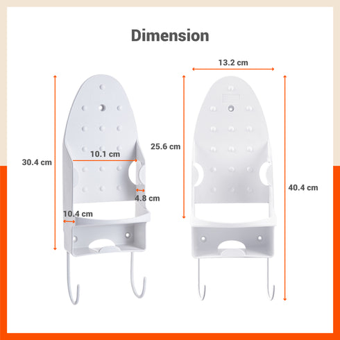 Bathla Heat Resistant Wall Mounted Iron Board Holder with Steel Hooks | Space Saving Design - Organised Cables | White